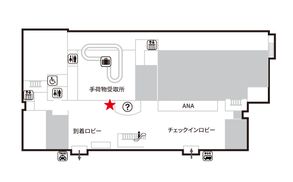 庄内空港　1階到着ロビー　場所地図