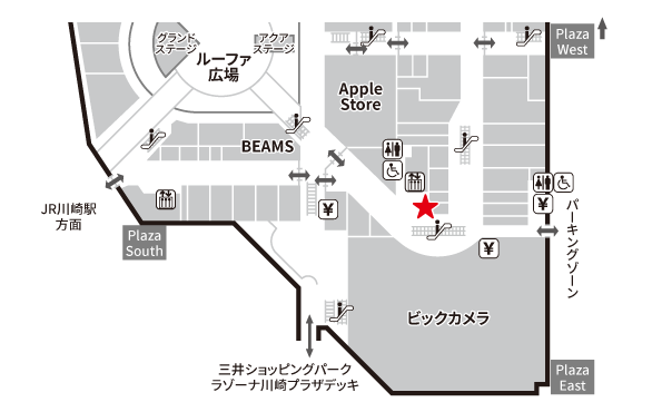 ラゾーナ川崎プラザ　Plaza East 2階　場所地図