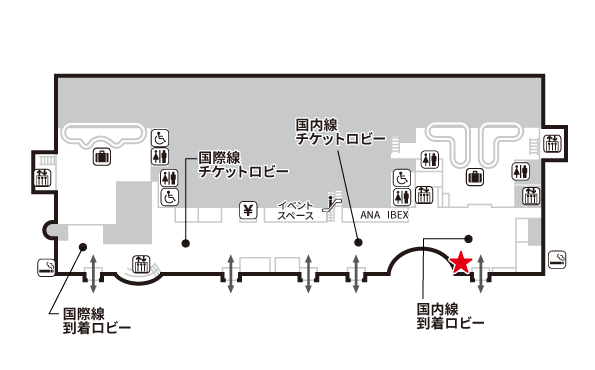 福島空港　国内線ビル1階　場所地図