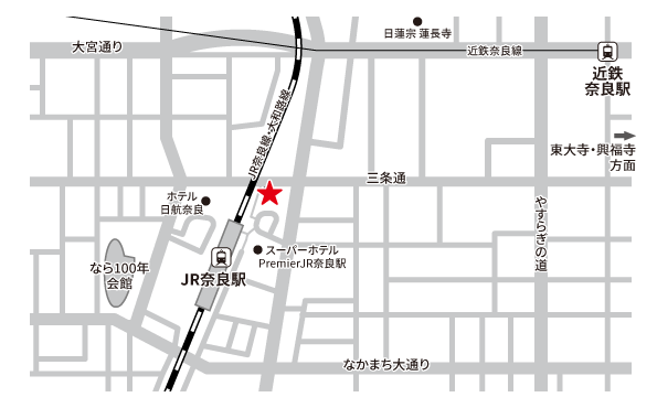 奈良市総合観光案内所　場所地図