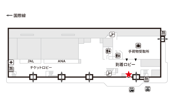 国内線旅客ターミナルビル1階　設置個所地図