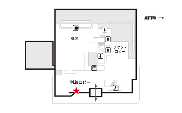 国際線旅客ターミナルビル1階　設置個所地図