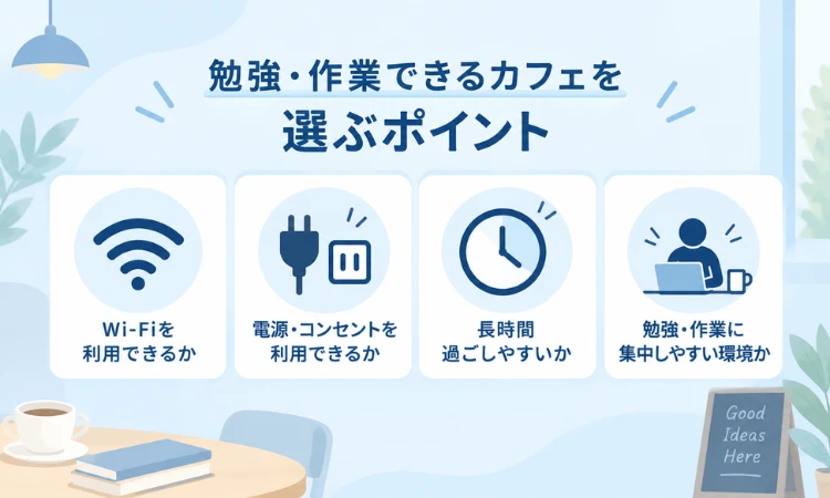 勉強・作業できるカフェを選ぶポイント