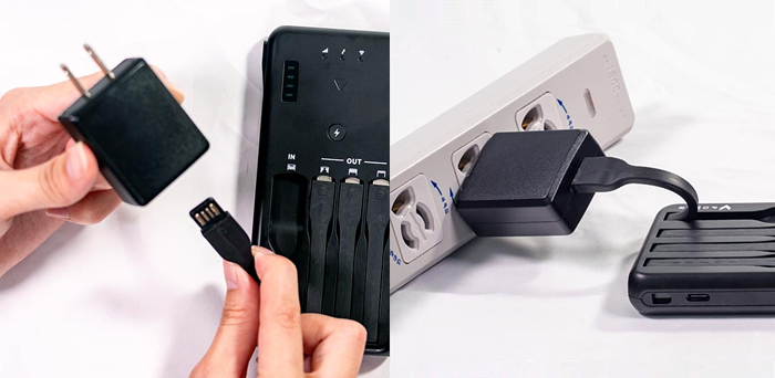 Type-A型　を充電器に接続する